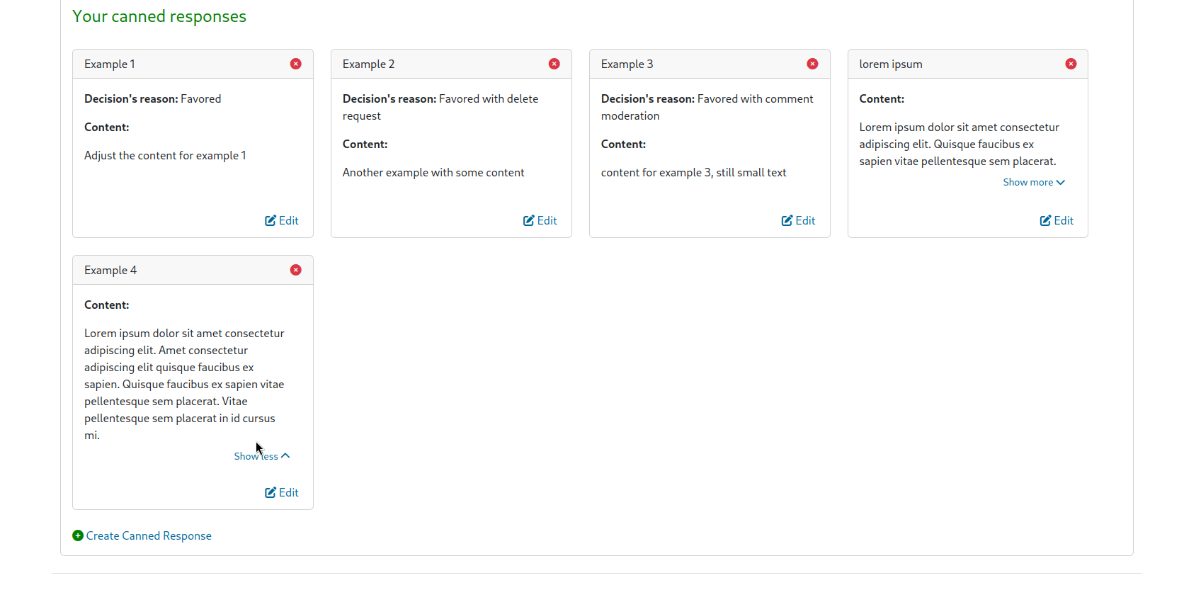Canned Responses index
