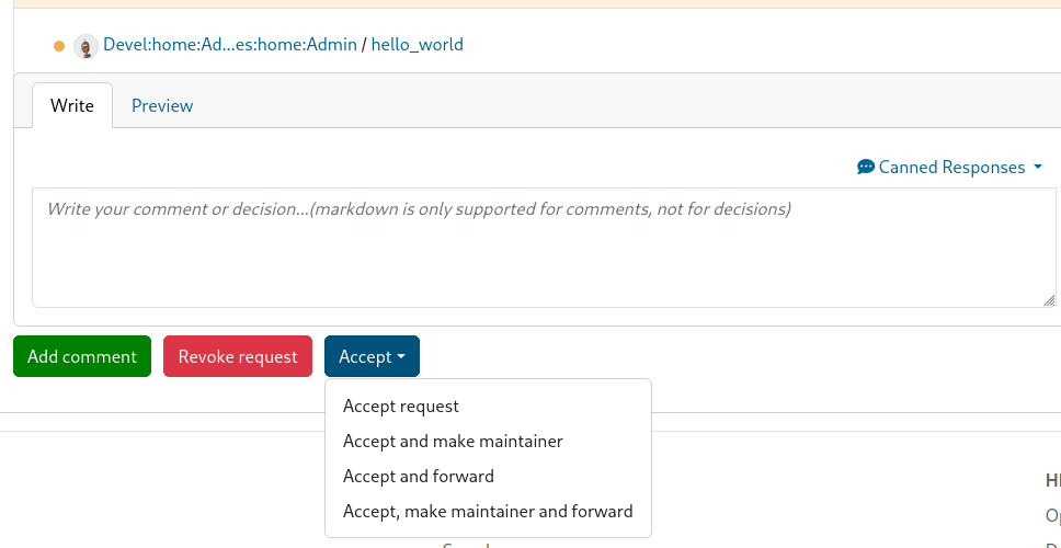 Grouped Accept Actions