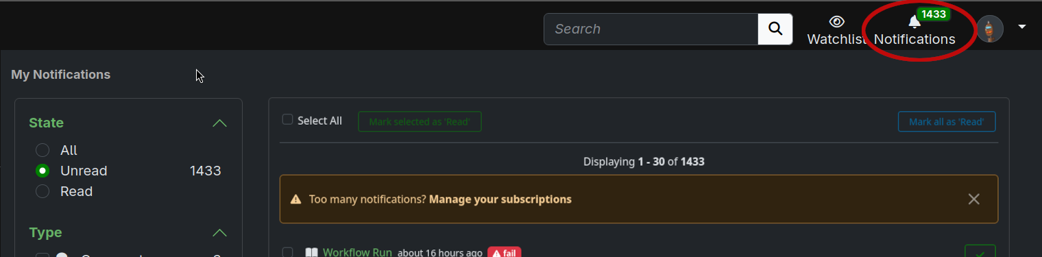 Too many notifications banner