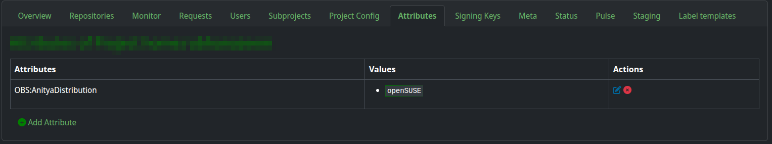Screenshot of the Attribute