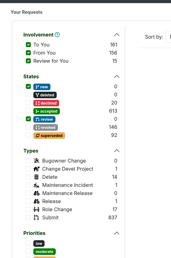 Counters shown next to the request filter options