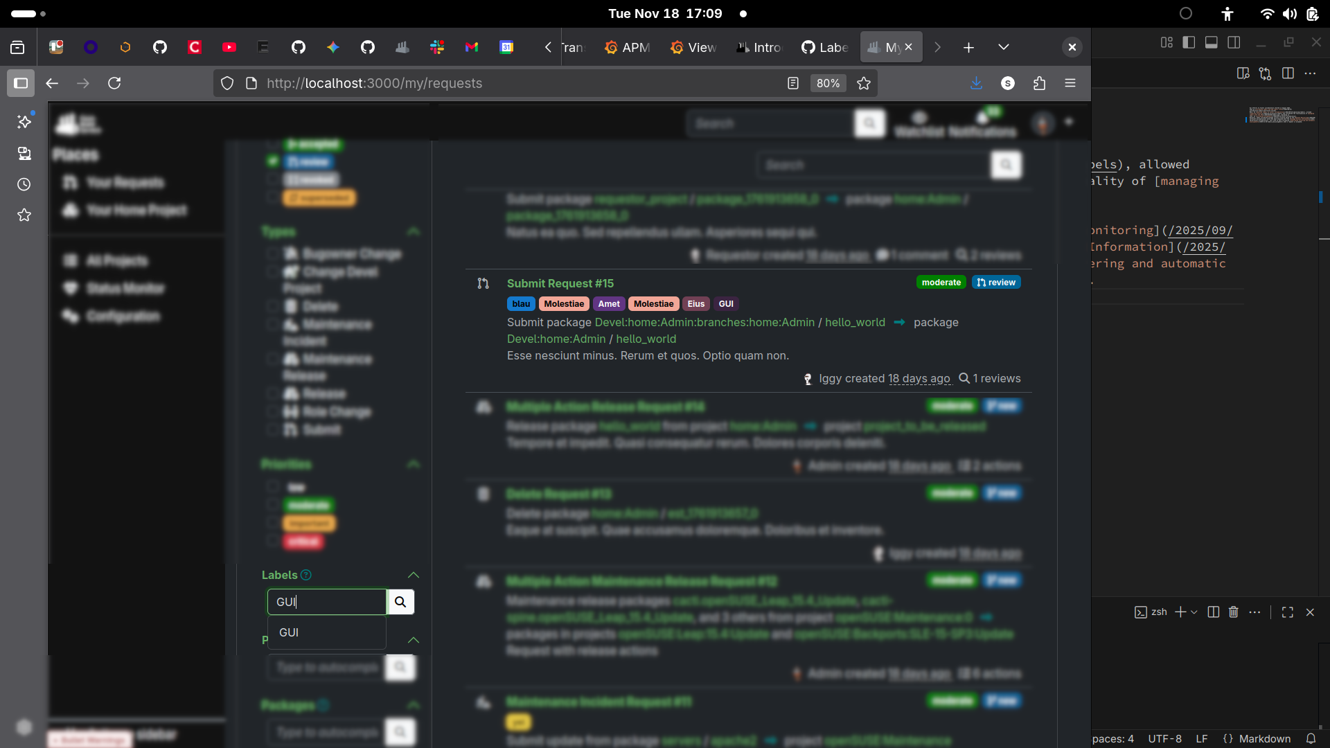 Filter by Label on the project page
